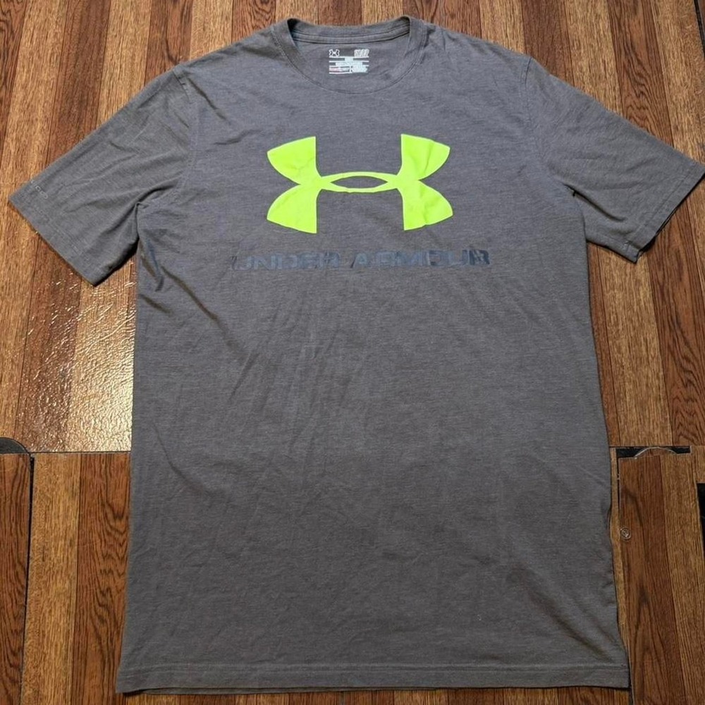 Under Armour Grey Heat Gear Retro Sportswear Running Train Shirt Small